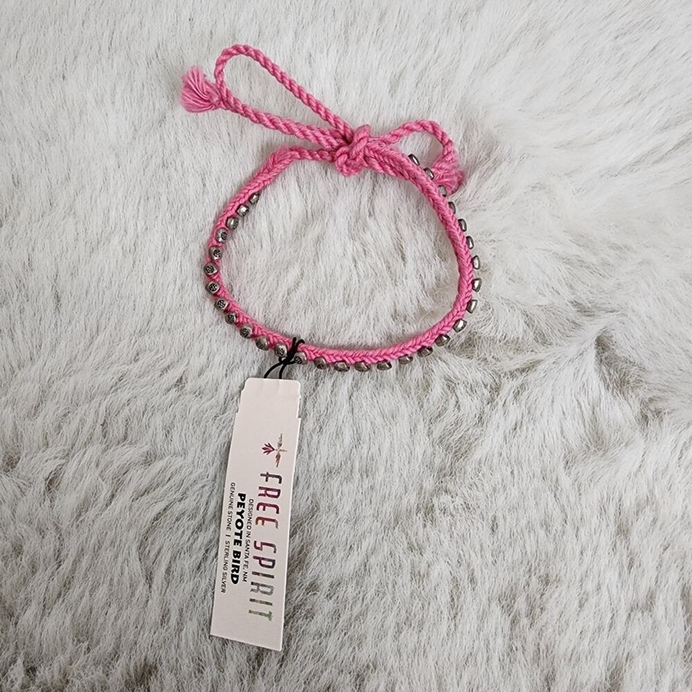 Peyote Bird Sterling Silver Beaded Pink Rope Wrap Bracelet Anklet Santa Fe NWT